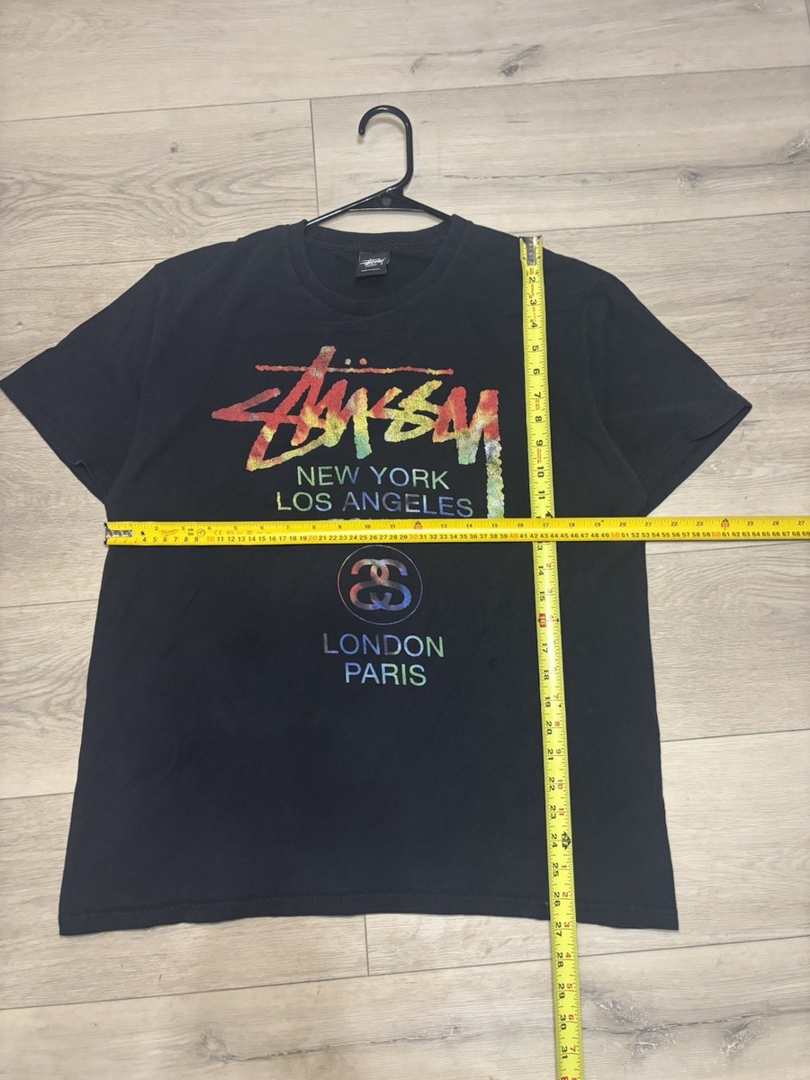 Stussy Rainbow World Tour City Black Graphic T Shirt Large 44w
