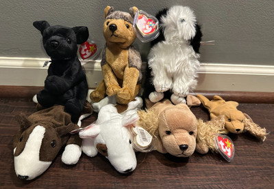 Ty Beanie Babies - Sarge, Butch, Luke, Poofie, Bruno, and Spunky