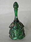Fenton Green Opalescent Iridescent Temple Bell, Vintage Lily ofthe Valley Design