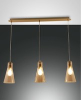 HäNgelampe Esszimmer Bernstein Glas Metall L:83 Cm E27 Pendelleuchte KüChe