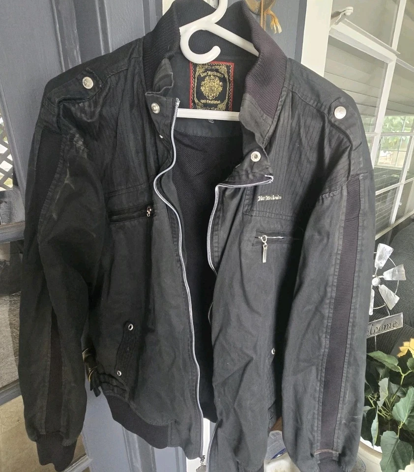 LIVE MECHANICS Black Nylon  Jacket Men’s 2XL / Y2K Casual Party Biker Coat - Image 2 of 3