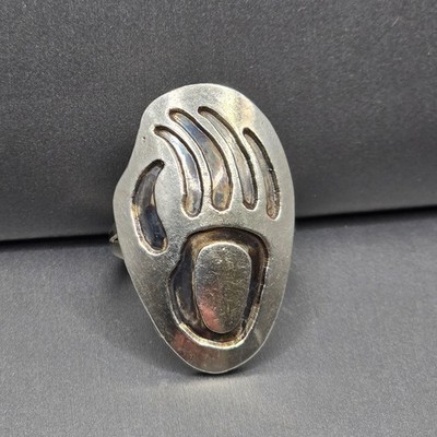 VTG Sterling Silver Bear Paw Statement Ring Size 6.5 Native American Style 6.76g