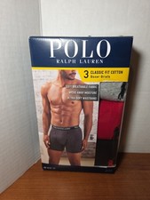 Polo Ralph Lauren 3 Pack Classic Fit Cotton Boxer Briefs Mens Lg Asst Color NIOP