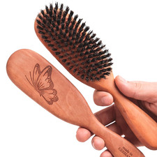 100 Pure Calcutta Boar Bristle Hairbrush for Natural Healthy Hair, Stiff Bristl
