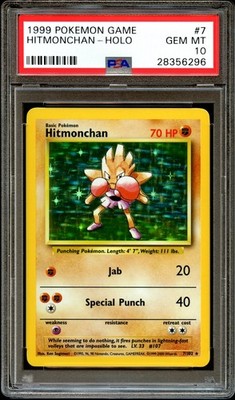 PSA 10 GEM MINT Hitmonchan 7/102 Base Set 1999-2000 HOLO RARE