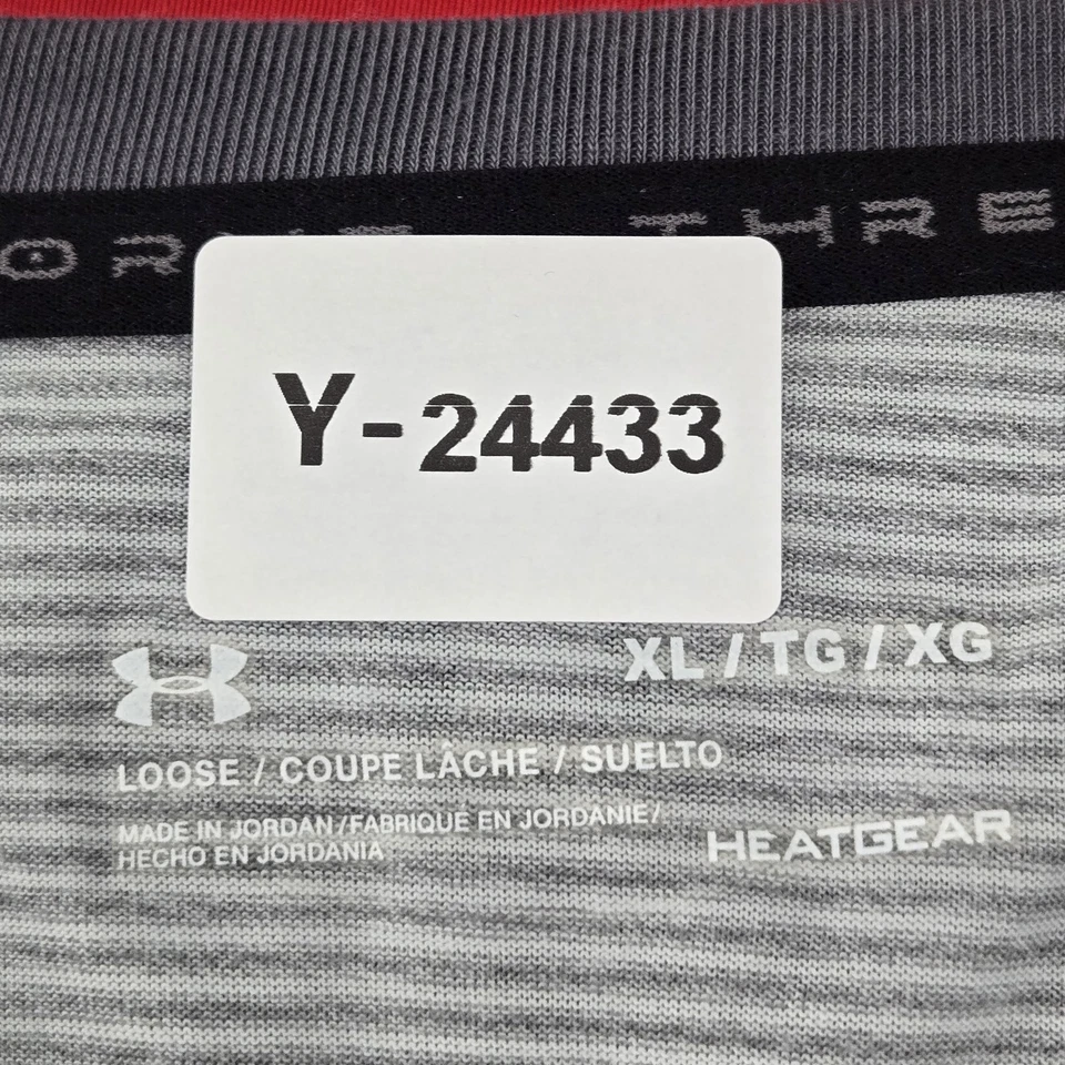 Camisa Under Armour Hombres XL Gris Rayas Heatgear Ropa Activa Logo Calce Suelto Foto 2 de 4