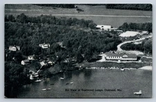 Postcard ME Air View of Eastwood Lodge Oakland Maine AE31