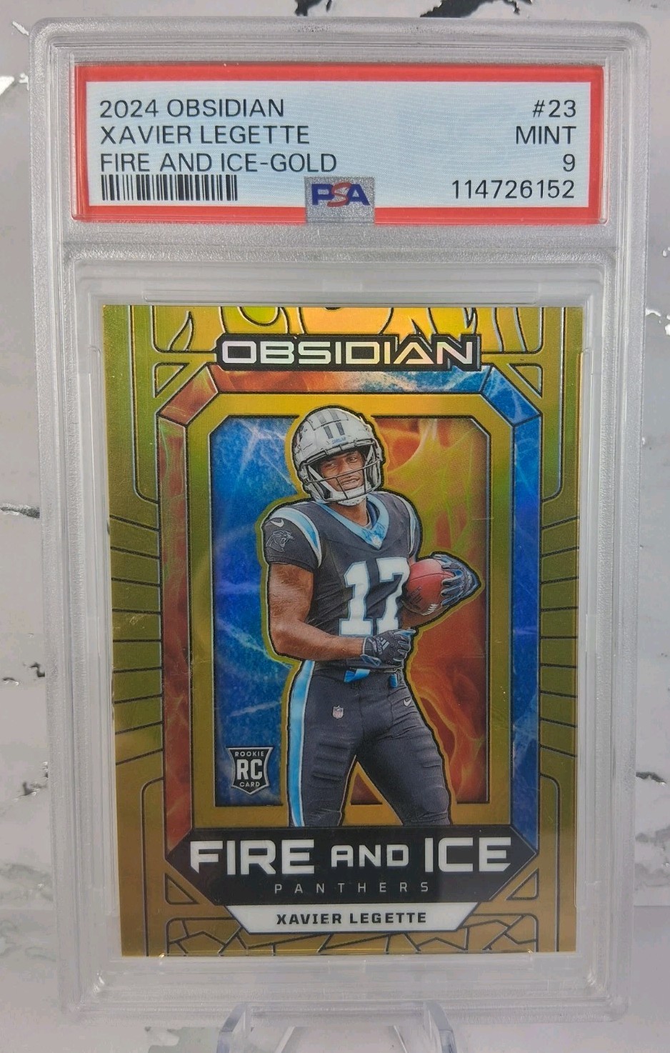 2024 Panini Obsidian - Fire and Ice Xavier Legette #23 Gold /10 (RC)