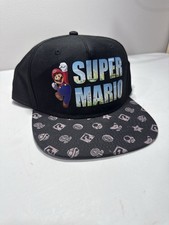 Super Mario Youth Snapback Hat Nintendo Flat Bill OSFM Black Cap