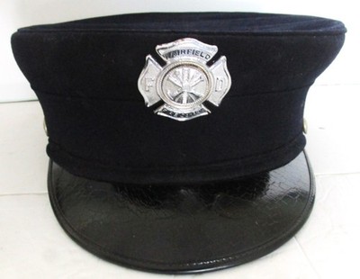Wool Fireman Dress or Parade Hat Size 7 w Fairfield Ct Fire Co 1 Hat Badge