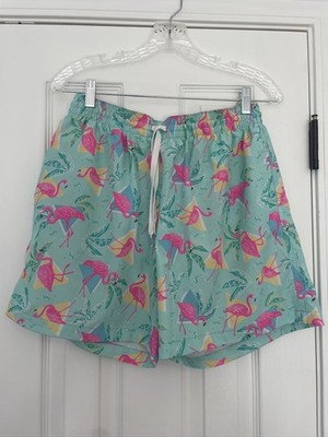 Chubbies Men's Swim Shorts Size M Teal and Pink Flamingo Print 5.5'' Lined