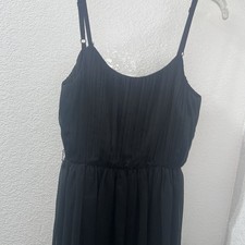 Alice+Olivia Black Pleated Spaghetti Strap Cocktail Dress sz 4