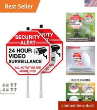 2-Pack Aluminum Video Surveillance Signs with Stakes - Rust-Free, Weatherproof