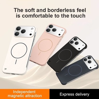 For iPhone 17 Pro Max 16E 15 14 13 12 Ultra-Thin Magnetic Frameless PC Hard Case