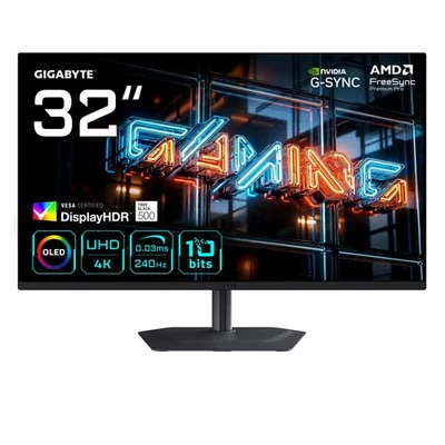 GIGABYTE MO32U24 Écran QD-OLED 31,5" 4K UHD 240Hz 300cd/m² Noir - Photo 1/4
