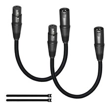 Short XLR Cables 1.6FT 2 Pack,XLR Male to Female Balanced Microphone Cord 3 p...