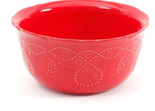 Set of Four (4) Pioneer Woman ~ COWGIRL LACE ~ Red ~ 6.25" ~ Stoneware Bowls
