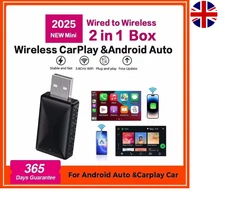2-In-1 Wireless Carplay Android Auto Adapter Smart Dongle for Cars with Wired Ca