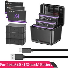 360 X4 Battery 3- Packs with Fast Charger Hub For Insta360 X4 Action Camera New