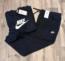 Nike Women’s Club Fleece Logo Hoodie & Joggers Black Plus Size Set Outfit