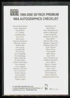 1999-00 SkyBox Premium Autographics Checklist NBA #NNO