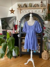 NWT ASOS DESIGN Square Neck Mini Dress with Puff Sleeves and Lace Insert