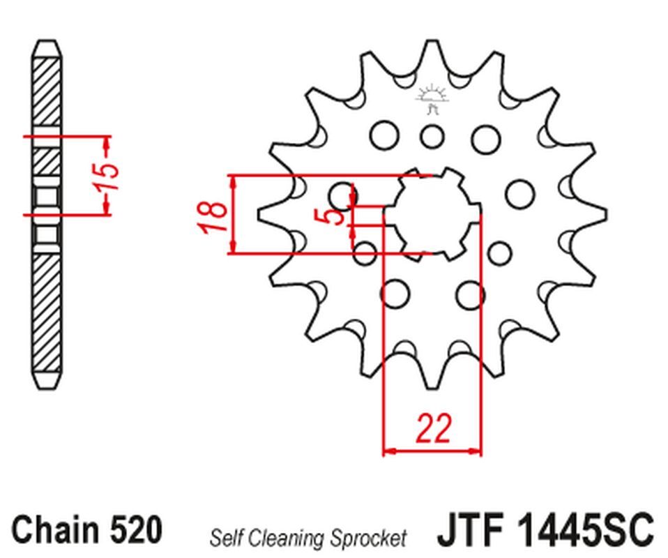 Pignon avant JT 423 13T pour rénover le kit chaîne des motos Kawasaki KX 125