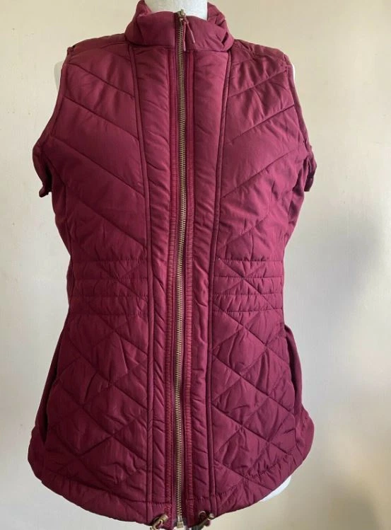 Women's Bodywarmer Gilet Outdoor Zip Up Padded Quilted - Burgundy - Size Small - Image 3 of 4
