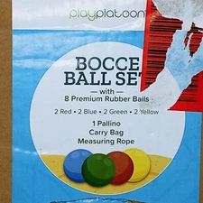 Bocce Ball Set Regulation Size w/ 8 Premium Rubber Balls, 1 Pallino, Bag, Rope 