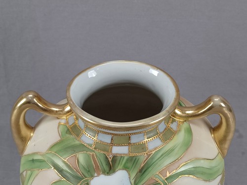 Nippon Morimura Hand Painted White Orchids Pale Blue & Gold Vase C.1911-1921 - Picture 5 of 12