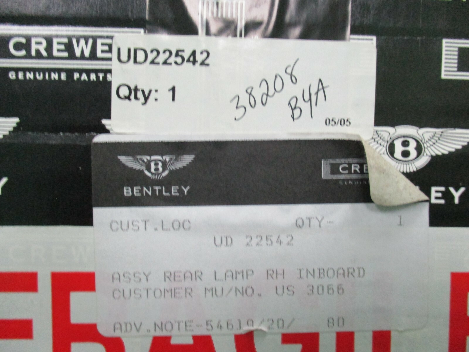 Rolls Royce Silver Spur, Spirit, Bentley 8 stop reverse lamp lens UD22542 RH