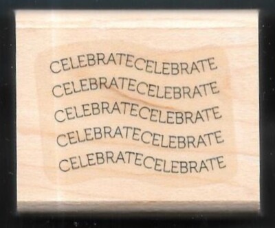 CELEBRATE CANCEL POST WAVY LINES MAIL Postage word Stampin' Up! Rubber Stamp