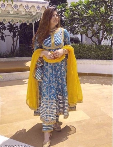 Cotton Anarkali Gota Lace Work Kurti 
