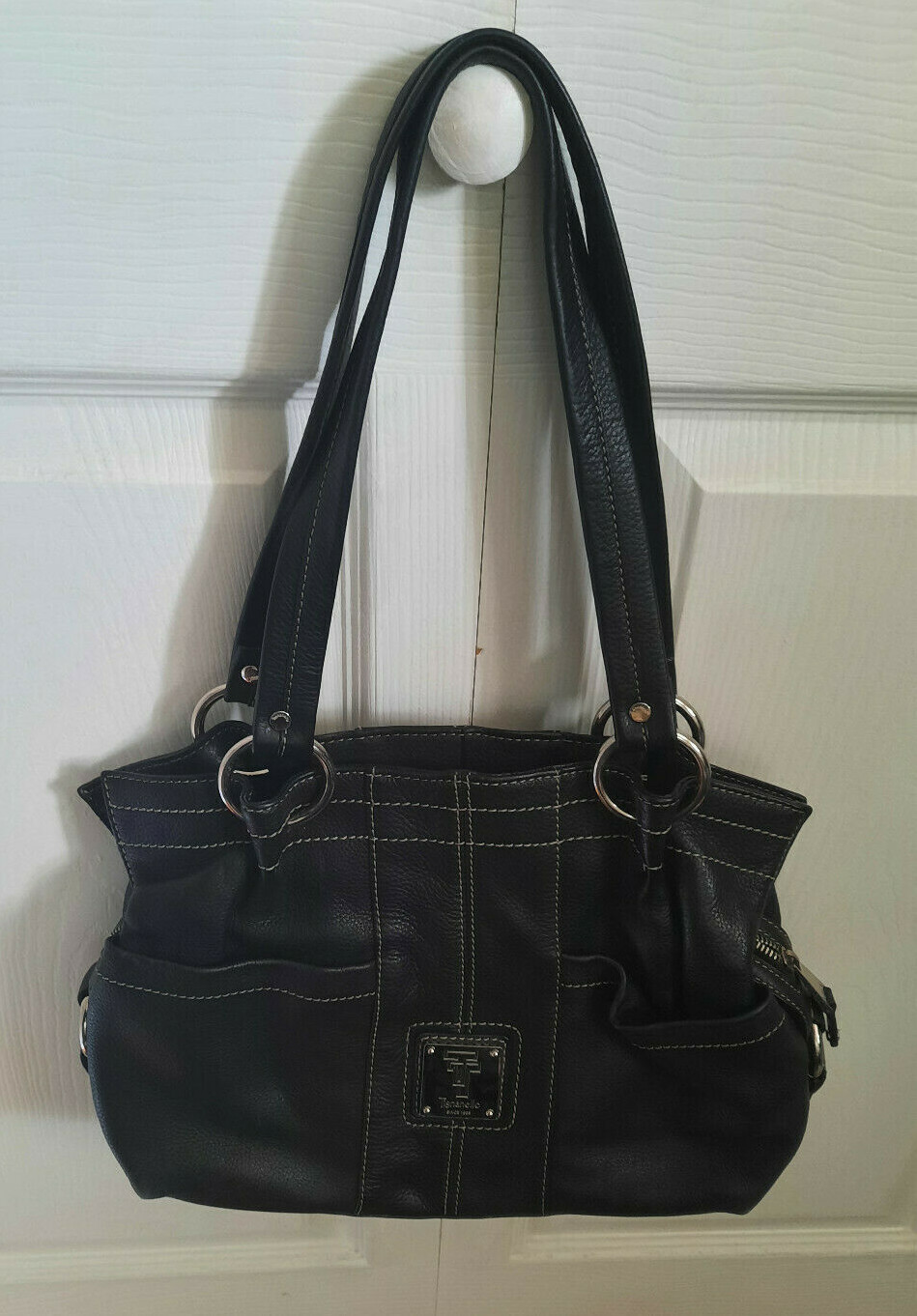 TIGNANELLO* PEBBLE LEATHER* SHOULDER BAG* BLACK*LARGE Gem