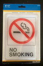 Hillman Plastic No Smoking Symbol Sign 5" x 7"  - Self Adhesive
