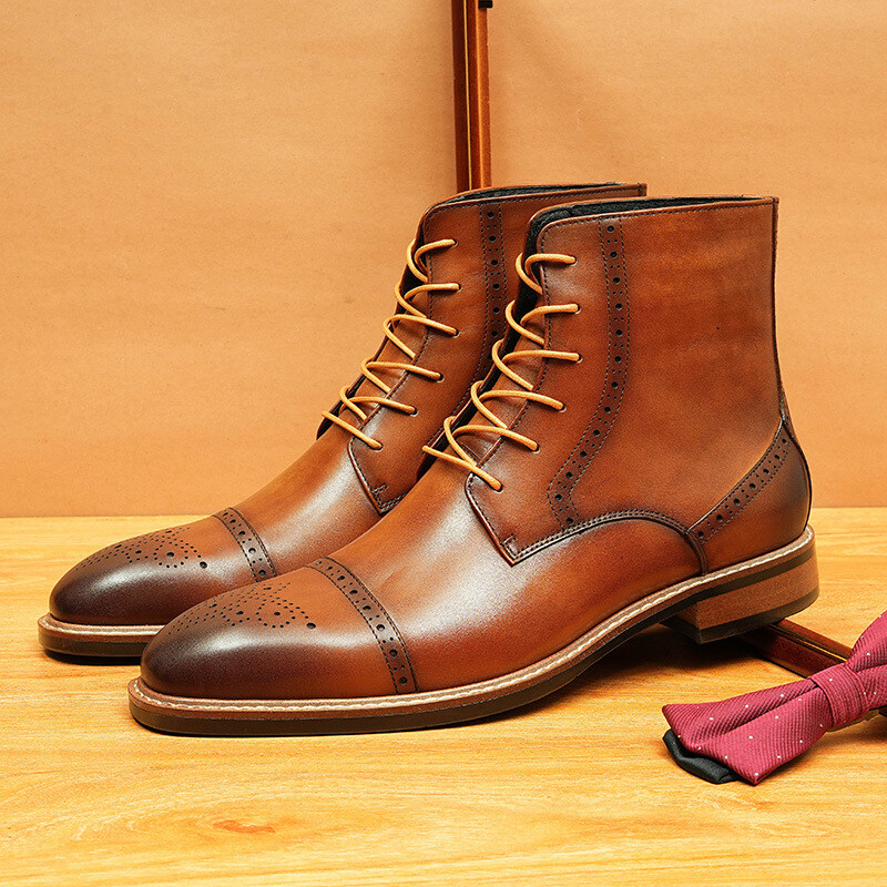 SAOLA Scarpe stivaletti invernali alti Oxford inglesi intagliati Brogue business formali