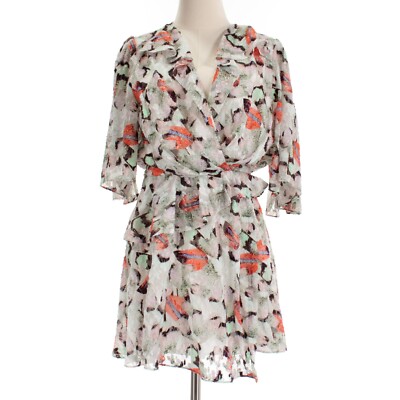 IRO NWT Carlina Dress with Ruffles Size 36 US 4 in Mixed Green/Multi Silk Blend