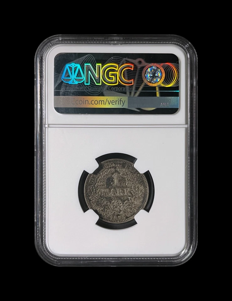 GERMANY. 1875, Mark, Silver, C - NGC AU55 - Wilhelm I, Frankfurt - Image 4 of 4