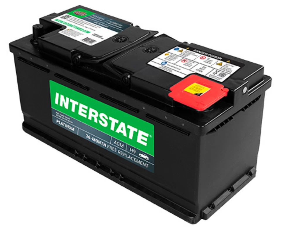 Baterías Interestatales 12V 100Ah Grupo Tamaño H9/95R SLI AGM Batería Automotriz Foto 3 de 4