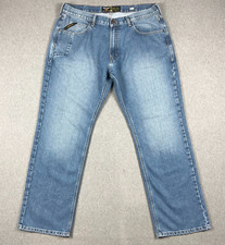 Ariat Rebar Jeans Mens 38x34 M5 Straight Leg Edgewood Blue Stretch 5-pocket