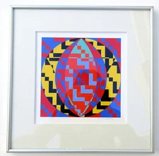 Toshinobu Onosato A.S.-12 Japanese Signed Silkscreen Print Framed 14 x 14