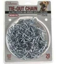 Valhoma DOG TIE-OUT SILVER CHAIN For medium dogs 20 feet long w/ swivel snaps