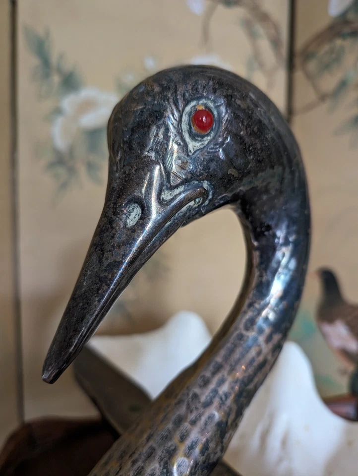 Mid Century Italian BRONZE GABRIELLA BINAZZI SWAN Giant Clam Shell Sculpture - Image 4 of 4