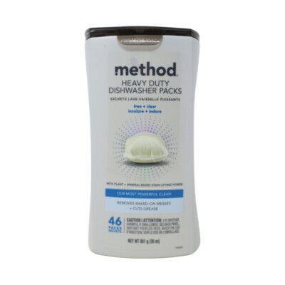 Method Heavy Duty Dishwasher Packs   Plant & Mineral-Based, Free & Clear, 46 Ct