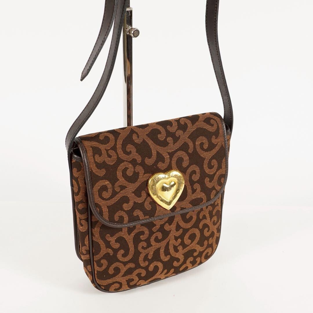 Borsa a tracolla Yves Saint Laurent YSL tracolla tela pelle marrone autentica