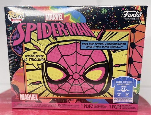 Funko Pop Tee Marvel Collectors Box Spider-Man Spiderman Black Light XL Target - Picture 2 of 6