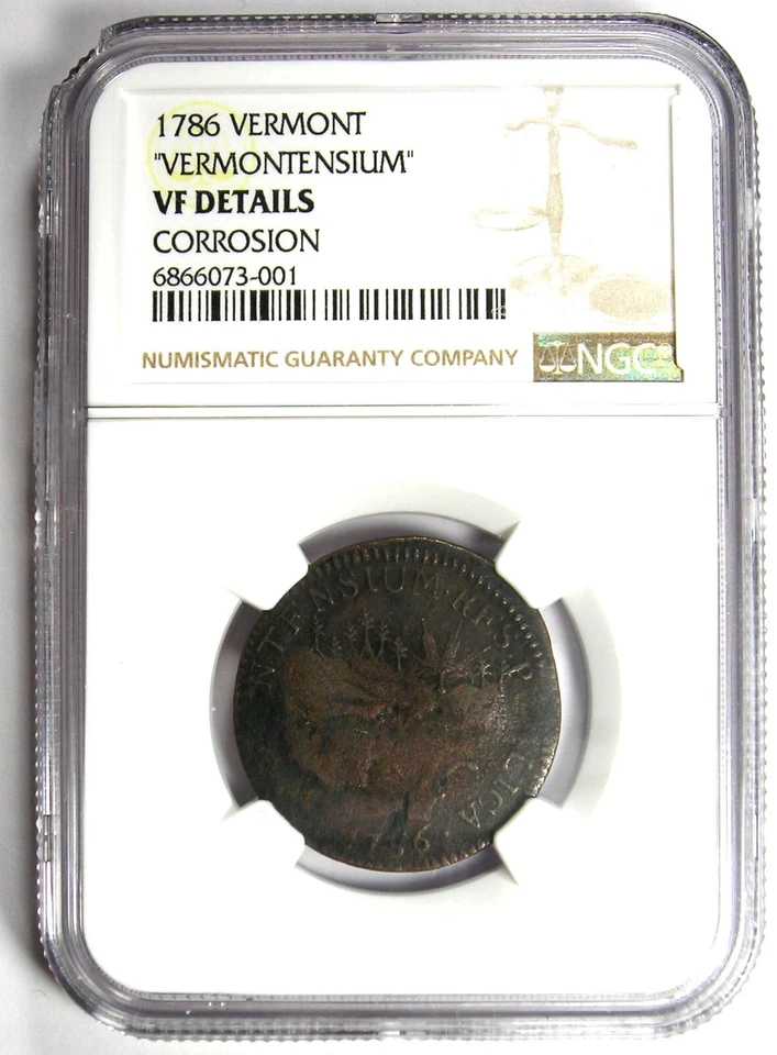 Moneda de cobre vermontensio de Vermont 1786 - Certificada NGC VF Detalles - ¡Rara! Foto 2 de 4