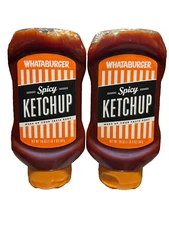Whataburger Spicy Ketchup "Wake Up You Taste Buds" ~ 20oz Bottle ~ Lot of 2