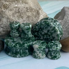 Pair of Stone Double Flare Plugs gauges round organic