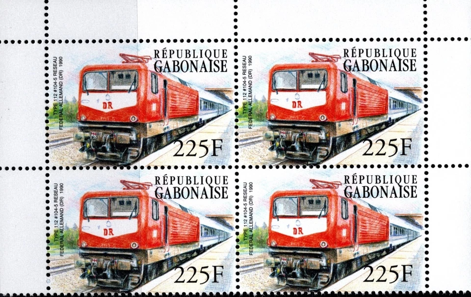 GABÓN 2001 TRENES FERROCARRILES DE ALTA VELOCIDAD RIEL DE HIELO CUATRO SELLOS BLOQUE DE CUATRO MNH Foto 4 de 4